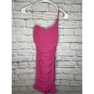 B. Darlin Pink Sparkle One Shoulder Bodycon Formal Dress Homecoming Size 1/2